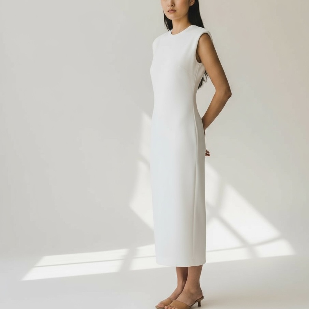J. Crew Sleeveless Sweater Dress in Stretch Viscose Blend, White Size Large NWT